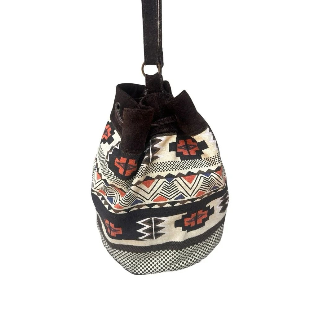 Ecote Urban Outfitters Suede Bucket Bag Southwestern Boho Crossbody Purse